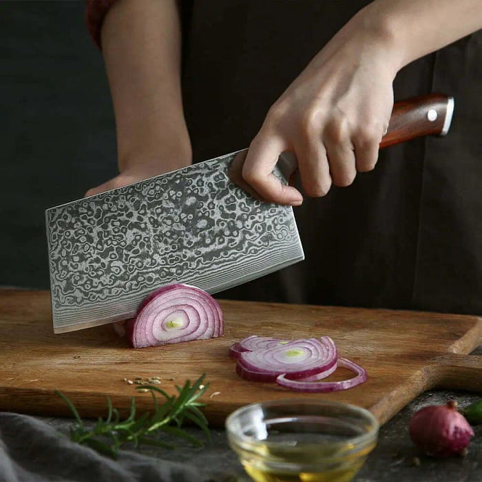 Japanese High Carbon Stainless Steel Cleaver with Rosewood Handle