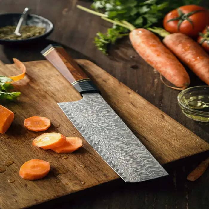 Damascus 67 Layers Steel 7 Inches Nakiri Chef Knife With Desert Ironwood Handle