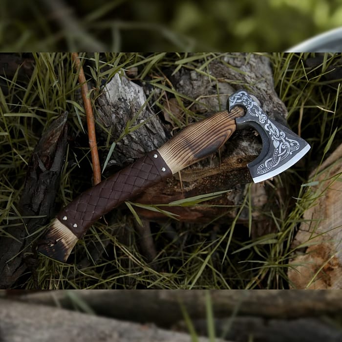 Handmade Forged Ragnar Viking Damascus Axe