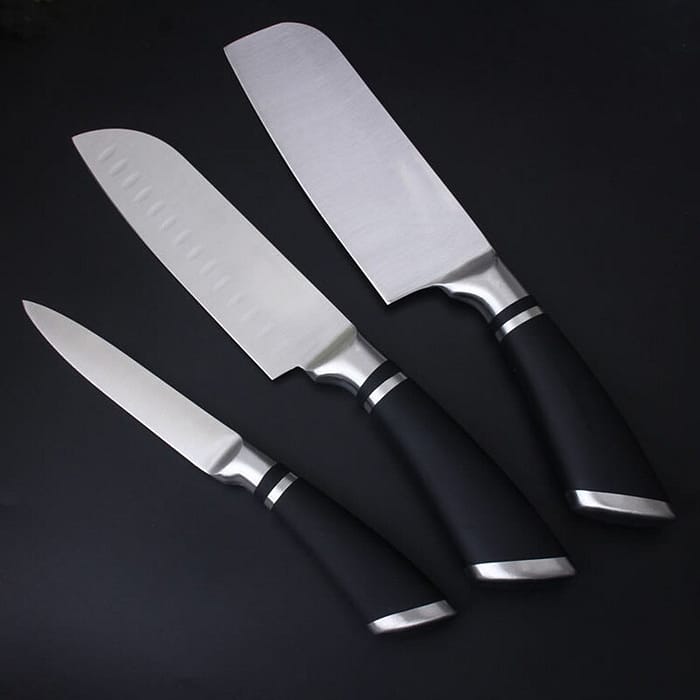 Stainless Steel Black Handle Utility Knives - 3 PCS Set