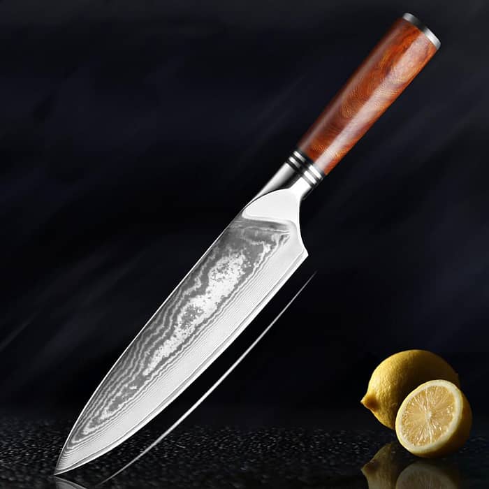 Japanese VG10 Damascus Chef Knife, Mkuruti Wood Handle