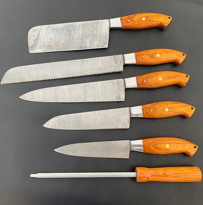 Set of 6 Damascus Handmade Knives