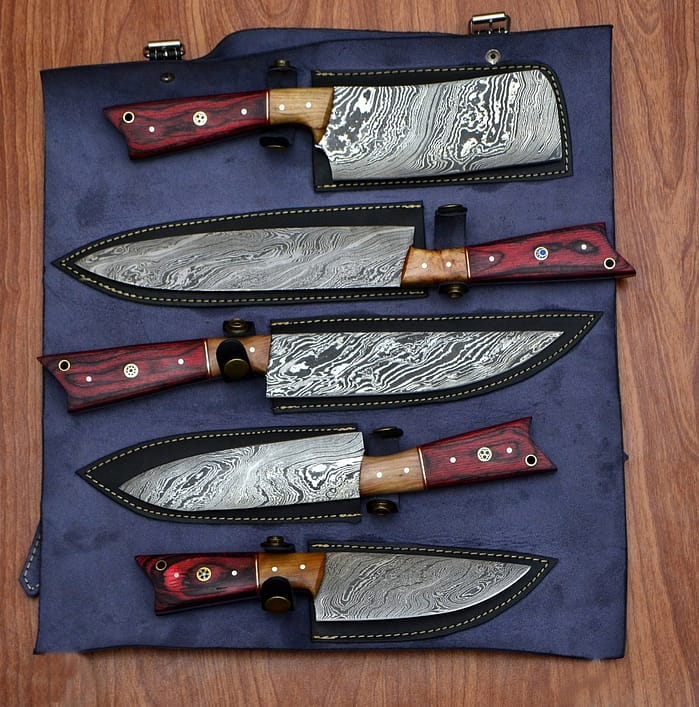 Handmade Damascus Blade Kitchen Chef Knife Setv