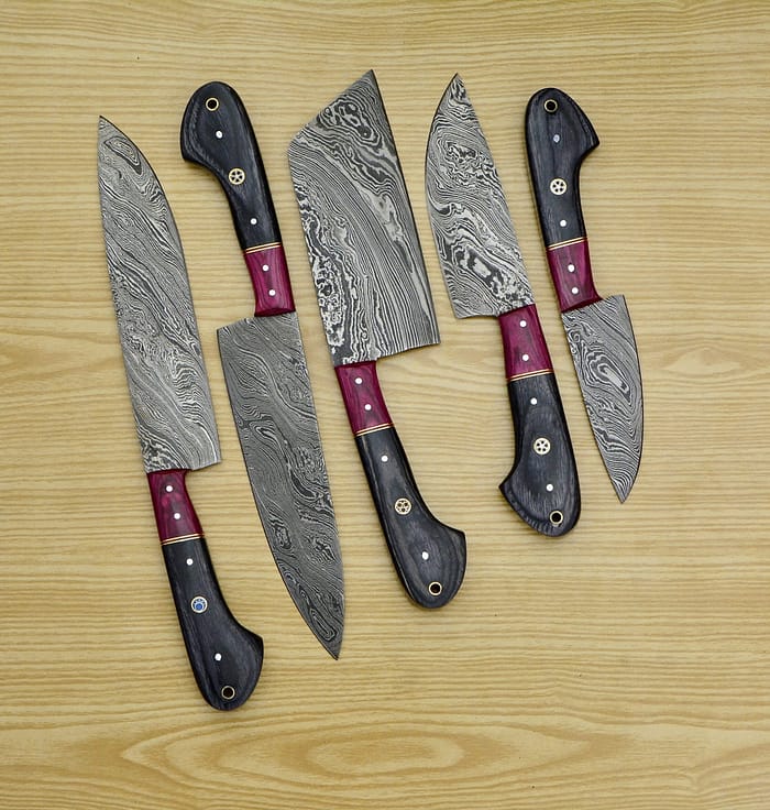 Grey Handle Professional Chef Knife Set - 5 Pcs.