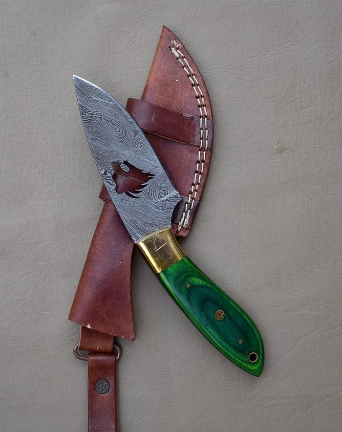 Handmade Damascus Skinner knife With Leather Sheath Christmas Present
