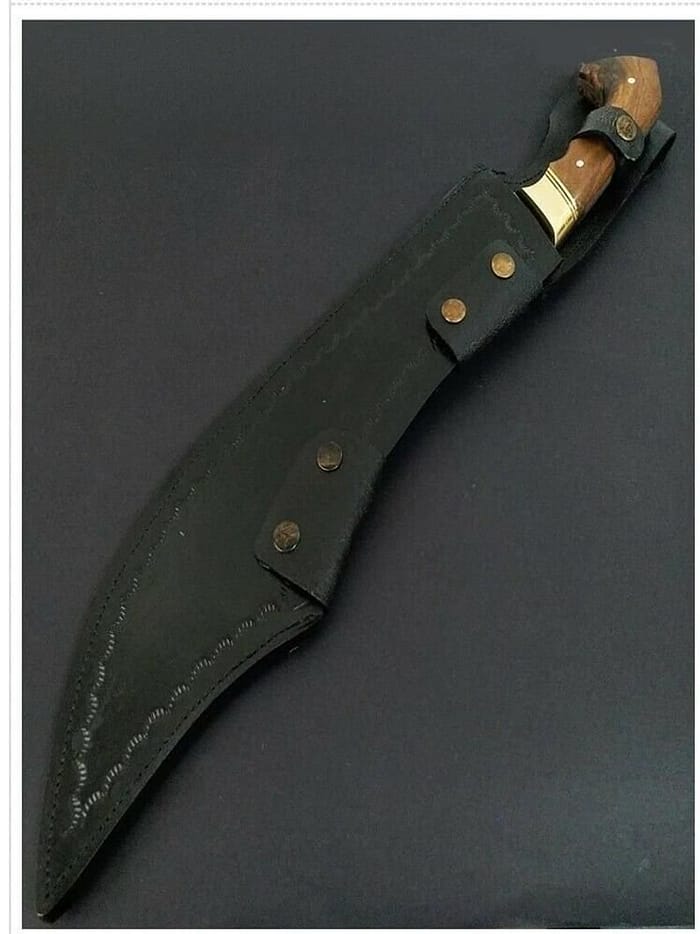 Amazing Damascus Kukri Knife With Leather Sheath